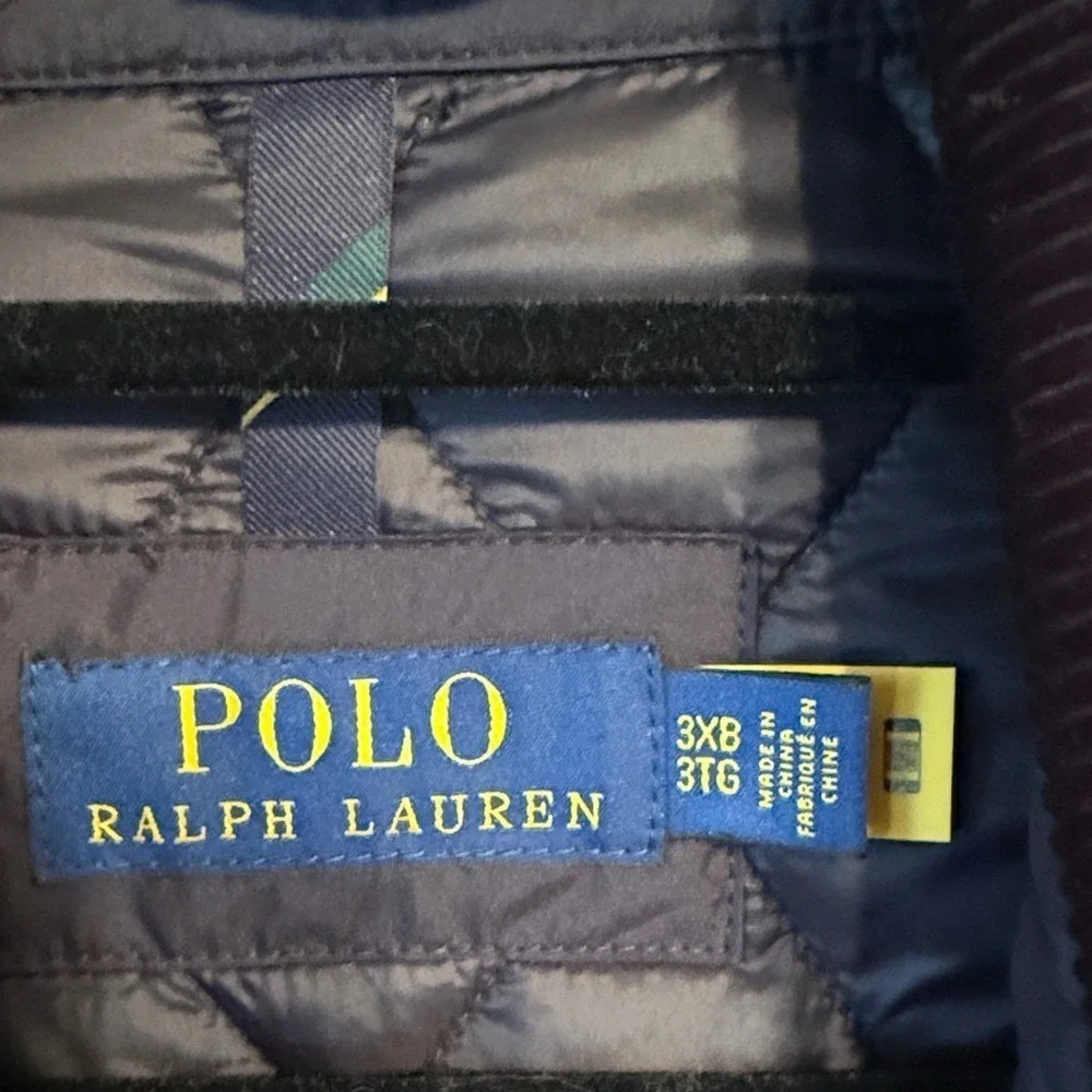 Polo Ralph Lauren Mens Quilted Barn Jacket Navy Blue Corduroy Trim 3XB Big Tall